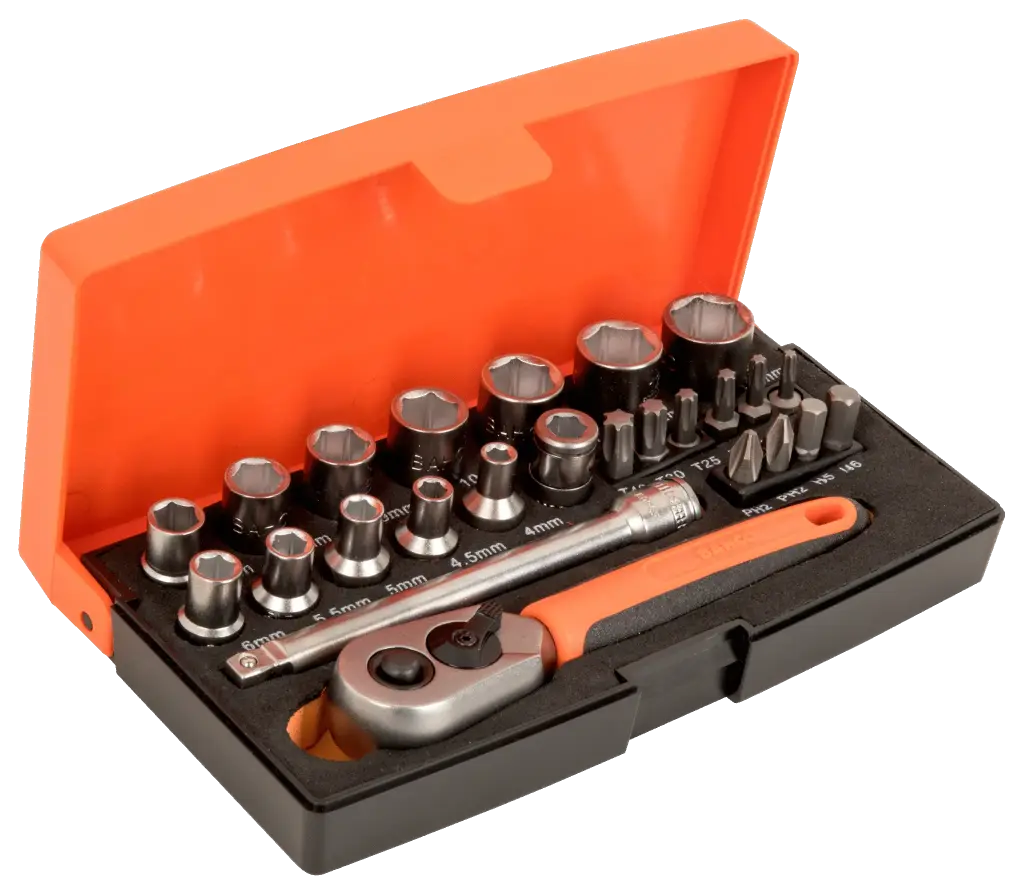 Set de dados con chicharra cuadrado de 1/4" Bahco 