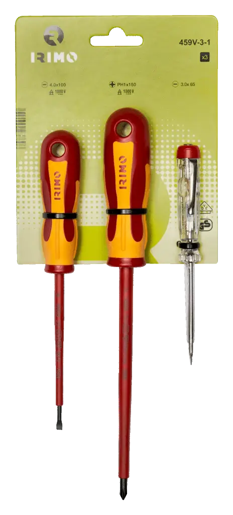 Juego destornilladores dieléctricos con tester 3 piezas Irimo