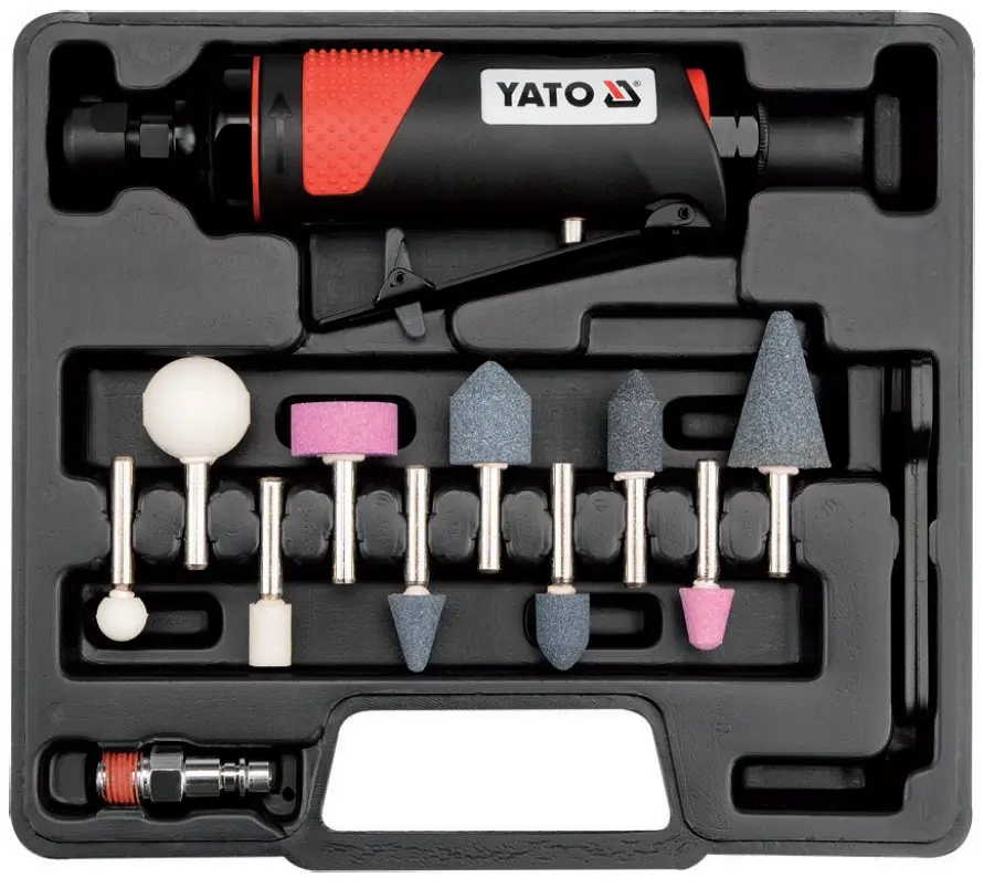 Maleta de Esmeril neumático recto con kit de piedras Yato