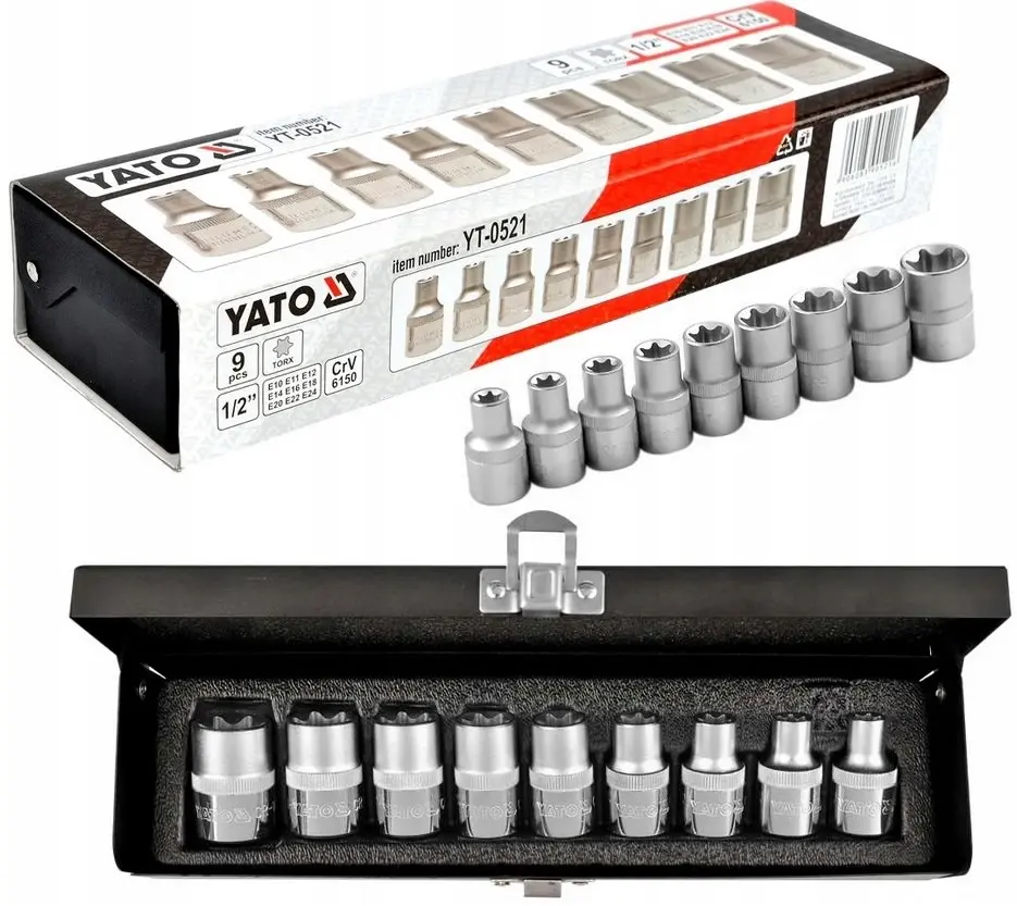 Juego de Dados Hembra Torx 1/2" 9 Piezas Yato