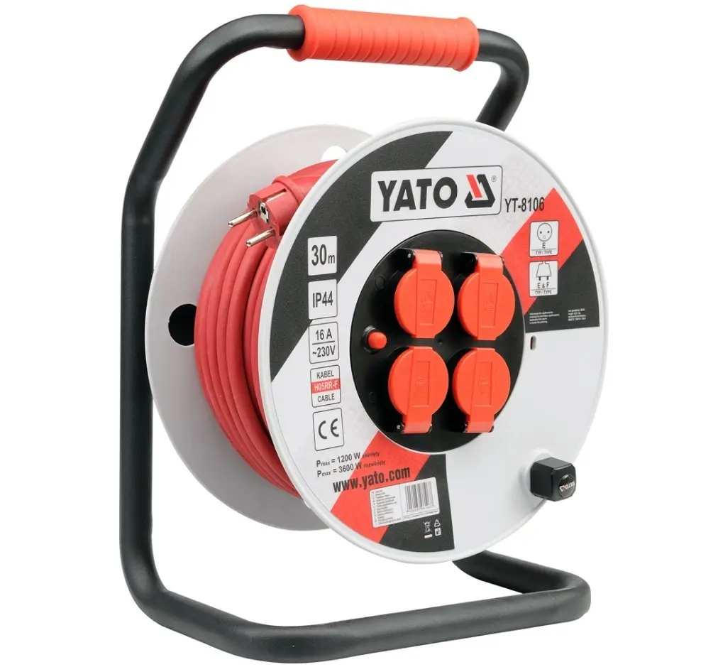 Alargador Eléctrico Tipo Carrete 30m-40m-50m Yato 