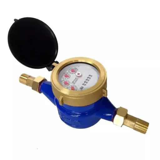 [725-gas] Medidor de agua hierro 15mm con terminales de 1/2 y marcador
