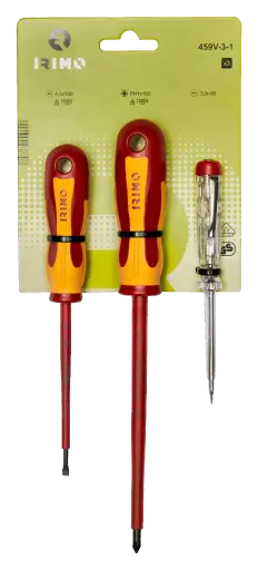 [459V-3-1] Juego destornilladores dieléctricos con tester 3 piezas Irimo