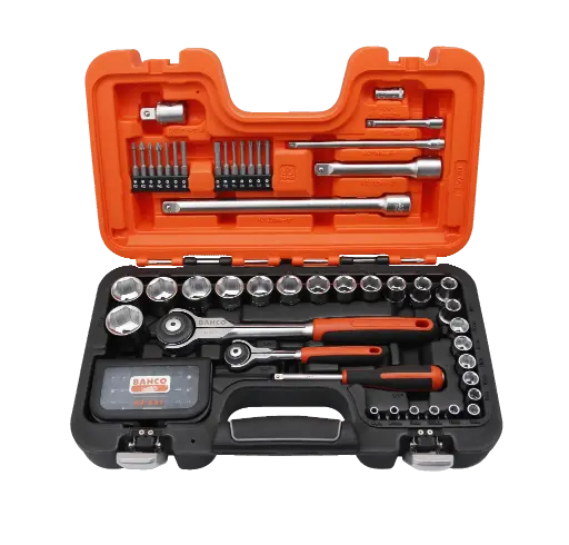[SW79] Juego de dados con cuadradillo de 1/4" y 1/2" + chicharra de cabeza articulada Bahco