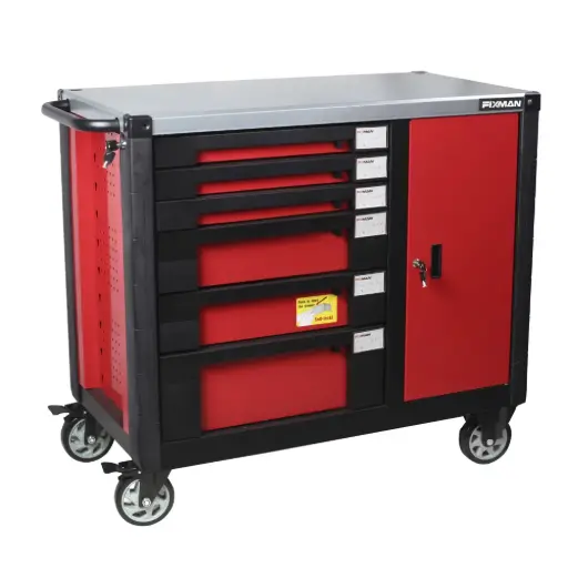 [W2RM6] Carro Porta Herramientas 6 Cajones + 3 Repisas Con Tapa FIXMAN