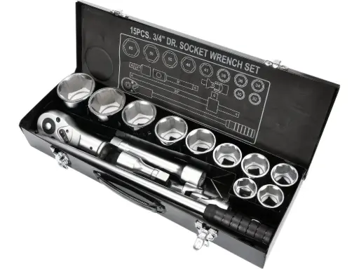 [YT-1334] Maleta de dados 3/4" 15 piezas Yato